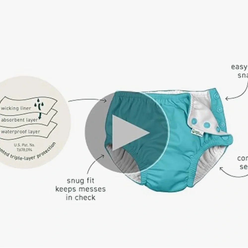 I Play by Green Sprouts Reusable Baby Tortoise Swim Diaper‎ Summer Vacation